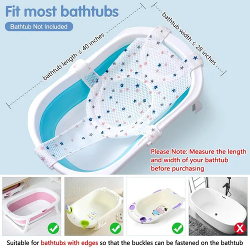 Miniatura 3 de Colorlife Asiento de Baño para Bebé con Malla de Apoyo, Asiento de Baño para Bebé, Ajustable, Cómodo, Antideslizante, Malla de Ducha de Cinco Puntos