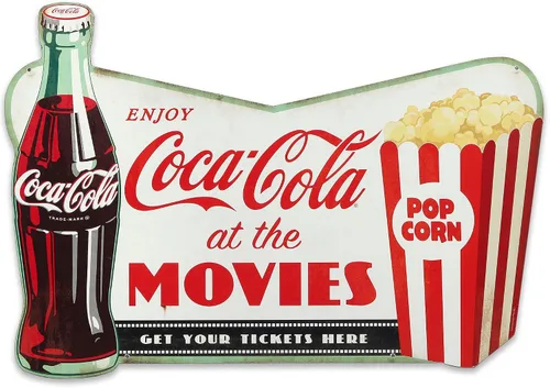 Open Road Brands Cartel de película Coca-Cola – Decoración de pared de película de Coca-Cola vintage para sala de teatro, sótano o sala de estar