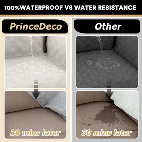 Miniatura 6 de PrinceDeco Funda para Silla y Sofá Impermeable Funda de Sillón Sofá Antideslizante Funda de Sofá Protector de Muebles con Correas Elásticas