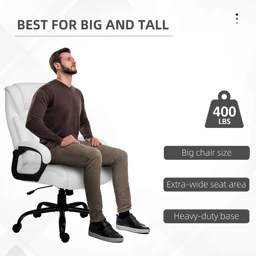 Miniatura 8 de Big and Tall 400lbs Executive Office Chair with Wide Seat, Computer Desk Chair with High Back PU Leather Ergonomic Upholstery, Adjustable Height and