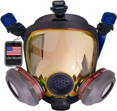 Miniatura 11 de Parcil Distribution Full Face Respirator Mask - Air Purifying, Organic Vapor & Particulate - Industrial Use - CE Tested Pd-100 Azul Ártico