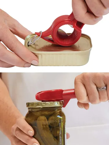 Miniatura 6 de Kuhn Rikon Auto Safety Master Abridor para latas, botellas y tarros, 9 x 2.75 pulgadas, rojo