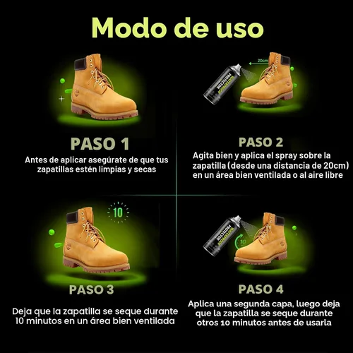 Miniatura 4 de Spray Protector de Zapatos: Spray Impermeable para Manchas de Lluvia y Suciedad, Protección Nano para Zapatillas, Gamuza, Cuero, Botas, Sombrero