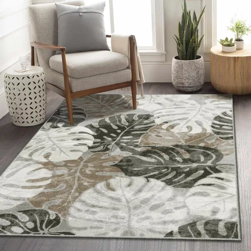 Miniatura 20 de Wonnitar Leaf - Alfombra de cocina de 2x3 pies, alfombra azul pequeña para baño, alfombra decorativa lavable para mesita de noche, planta