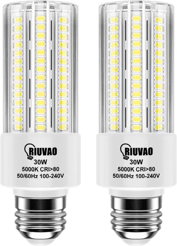 Miniatura 7 de RIUVAO Paquete de 2 bombillas LED de maíz, equivalente a 800 W, 5000 K, luz diurna, 12000 lm, base E26/E39, bombillas LED de 80 W, reemplazo