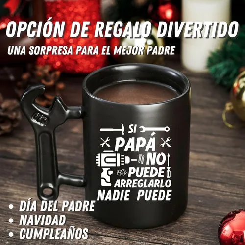 Miniatura 3 de Onebttl Regalos para papá taza de café con mango de llave inglesa, regalos para papá de hija e hijo, taza de cerámica divertida de 13.5 onzas