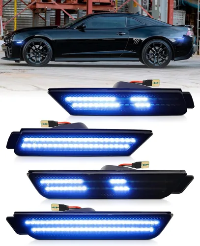 Miniatura 11 de Luz de marcador lateral verde compatible con Chevy Camaro de 5ª generación 2010 2011 2012 2013 2014 2015, luces LED ahumadas 4