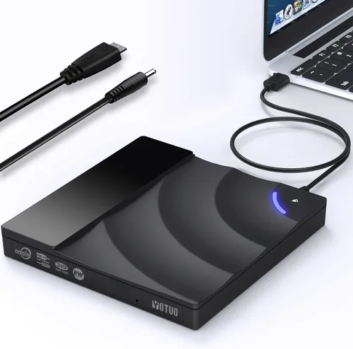 YOTUO Unidad externa de CD/DVD, USB 3.0 portátil y USB-C CD RW, reproductor de DVD, quemador de DVD para laptop, escritorio, compatible con Windows