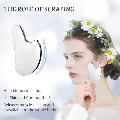 Miniatura 3 de Gua Sha Juego de herramientas faciales, rodillos faciales de hielo, bolígrafo de acupuntura manual, Gua Sha inoxidable, juego de masaje de acero