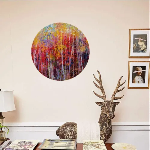 Miniatura 4 de Platos de cerámica, platos de cerámica decorativos de la naturaleza, pintura vibrante de la naturaleza con árboles en el bosque de otoño, platos