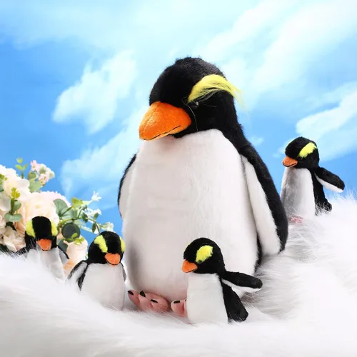 Miniatura 6 de Juego de 5 Juguetes de Peluche de Pingüino de 14 Pulgadas Pingüino Mamá Animal de Peluche con 4 Lindos Bebés en Vientre con Cremallera Peluche Suave