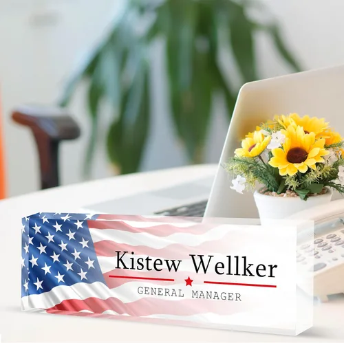 Miniatura 3 de Placa de nombre de escritorio personalizada, placas de identificación acrílicas para escritorio, decoración de oficina, regalos personalizados