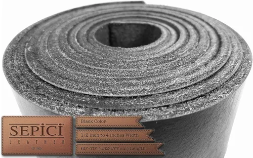 Miniatura 7 de Sepici Correa de cuero negro de alta calidad, tira de piel de vaca vegetal de grano completo para fabricación de cinturones y manualidades de cuero