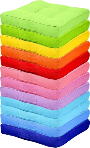 Gerrii 12 cojines de suelo para aula con asas, cojines flexibles para asiento de suelo, almohadas para sillas escolares en casa, escuela, aula,
