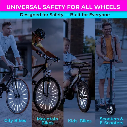 Miniatura 7 de LOOM® Juego de reflectores de radios para bicicleta, 36 piezas, clips reflectantes de alta calidad de 3.1 in para bicicletas, fundas de radios
