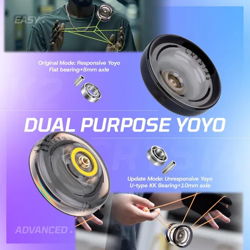 Miniatura 5 de MAGICYOYO K2 Yoyo Cristal Negro Profesional, Yoyo Sensible para Niños Principiantes con Rodamiento Extra No Sensible Yo Yo, Yoyo Pro de Plástico
