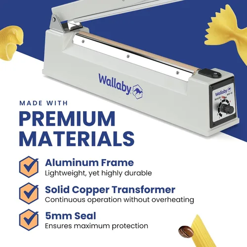 Miniatura 6 de Wallaby Sellador de impulsos – 12 pulgadas – Máquina selladora térmica manual para bolsas de Mylar – Resistente para sellado fuerte y seguro