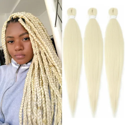 Miniatura 38 de Cabello trenzado marrón preestirado de 30 pulgadas, 3 paquetes de cabello trenzado preestirado de color 30 EZ, textura Yaki, extensiones de cabello