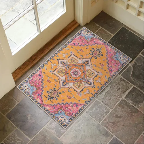 Miniatura 36 de Collive Tapete lavable para puerta de interior, antideslizante, alfombra de entrada retro de 20 x 32 pulgadas, tapete de entrada de absorción Multi