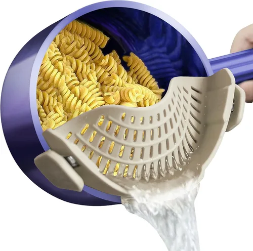 Miniatura 13 de AUOON - Colador grande con clip para todas las ollas y sartenes, colador de silicona de gran tamaño, diseño familiar, colador de pasta, colador