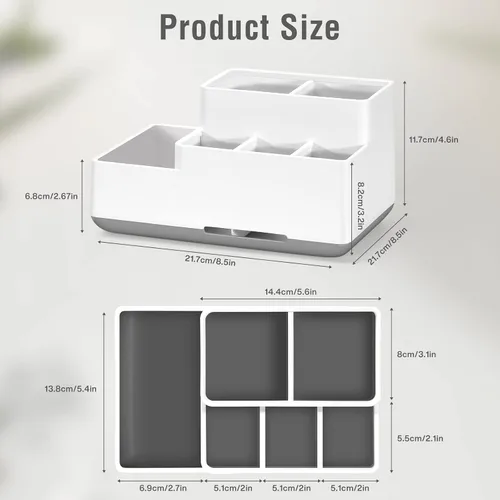 Miniatura 6 de Soporte para cepillo de dientes eléctrico, organizador de baño antideslizante desmontable con 6 compartimentos y agujeros de drenaje, organizador