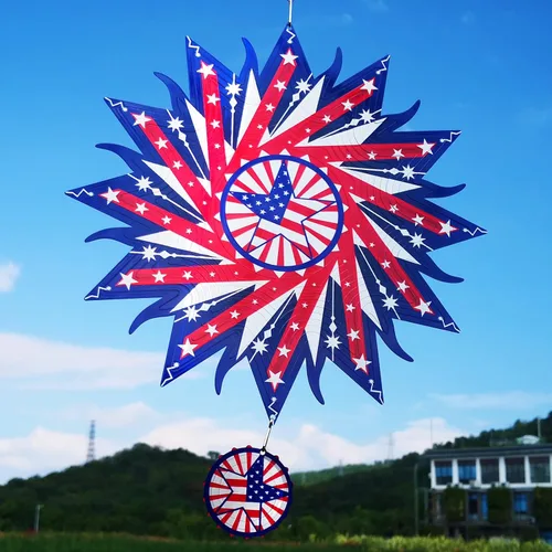 Miniatura 4 de DJUAN Decoraciones del 4 de julio, 30cm Bandera americana patriótica giratoria de viento del 4 de julio para exterior, Giratorias de viento