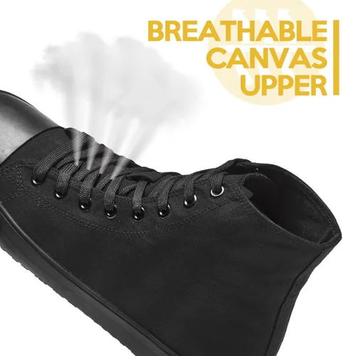 Miniatura 4 de Zapatos de trabajo de lona antideslizantes para hombres y mujeres, para servicio de comida, color negro, casual, zapatos de servicio de restaurante