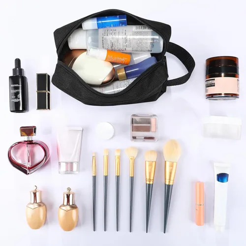Miniatura 5 de 4 piezas de neceser de aseo resistente al agua, bolsa de cosméticos de viaje para hombres, almacenamiento portátil para mujeres, organizador de Negro