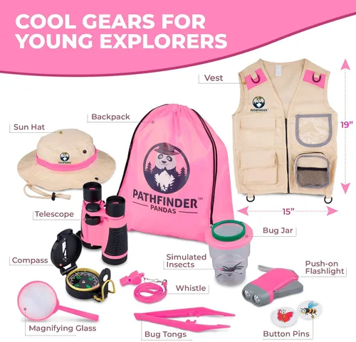 Miniatura 3 de Kit de explorador para niños con chaleco de safari y sombrero para niños y niñas de 3 a 7 años, disfraz de safari y disfrazarse como guardián