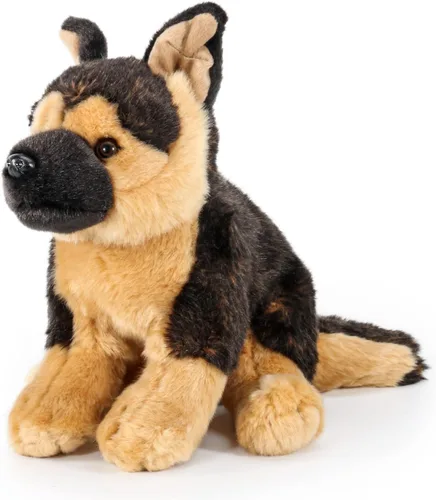 Animal de peluche de pastor alemán, 16 pulgadas, suave y realista, juguete de peluche para niños y niñas, abrazable y lavable, no desprende pelusa,
