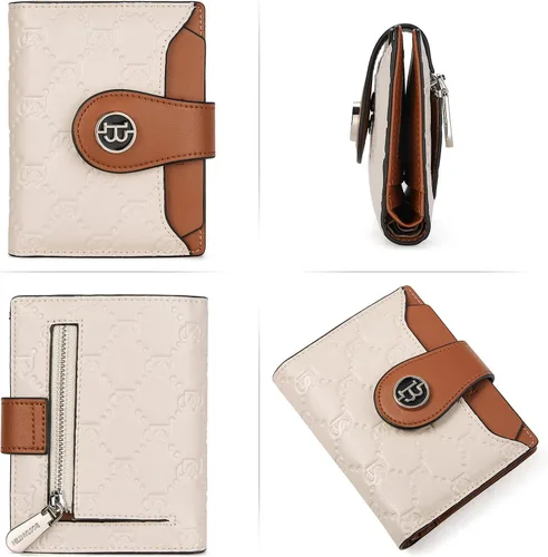 Miniatura 5 de BOSTANTEN - Billetera de cuero para mujer con bloqueo RFID, pequeña, con cremallera, de bolsillo, para tarjetas, con ventana para documento