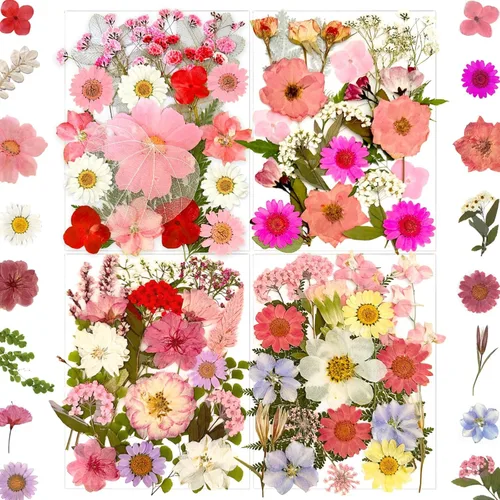 Miniatura 12 de MIKIYA 90 piezas de flores secas prensadas negras para moldes de resina, hojas florales secas a granel naturales reales para manualidades de arte