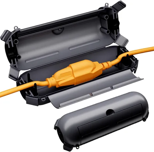 Miniatura 13 de RESTMO Paquete de 2 fundas compactas para cable de extensión para exteriores, caja impermeable IP44 y funda de seguridad, ideal para proteger