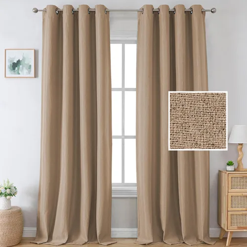 Miniatura 17 de H.VERSAILTEX Cortinas Opacas de Lino de 45 Pulgadas de Largo para Dormitorio/Sala de Estar con Aislamiento Térmico con Ojales, Cortinas con Textura