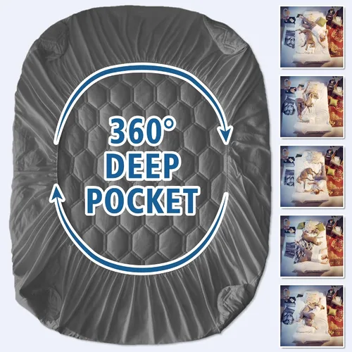 Miniatura 6 de Protector de colchón impermeable tamaño individual, protector de colchón transpirable con bolsillo profundo de 6 a 16 pulgadas, color gris