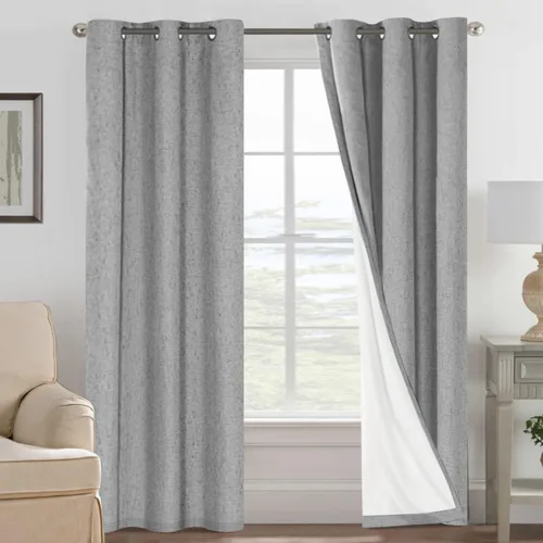 Miniatura 218 de H.VERSAILTEX Cortinas opacas de lino de 72 pulgadas de largo, 100% absolutamente opacas, con aislamiento térmico, con textura de lino, cortinas