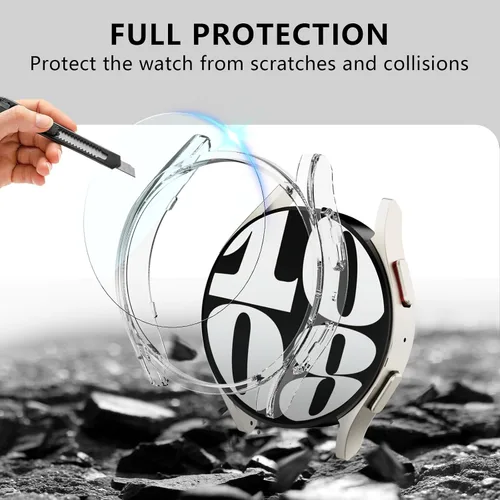 Miniatura 3 de Protector de pantalla clásico para Samsung Galaxy Watch 6 de 1.732 in, [5+5 unidades] Parachoques de policarbonato duro y película protectora
