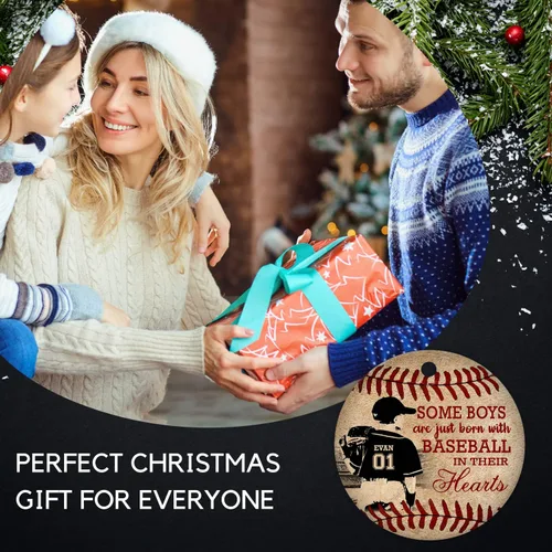 Adorno de béisbol personalizado para niños, recuerdo de cerámica con nombre y número personalizado, algunos niños recién nacen con béisbol en sus