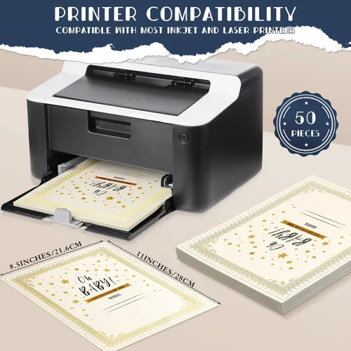 Miniatura 3 de Fainne El kit de 50 juegos de certificados incluye 50 soportes para certificados de 9.5 x 12 pulgadas, 50 papeles de tamaño carta, 50 piezas