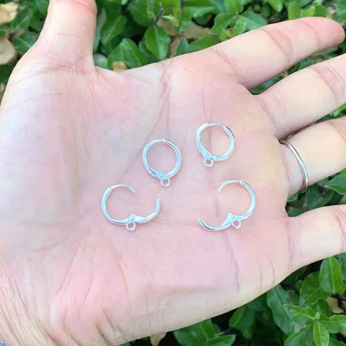 Miniatura 3 de Adabele 30 ganchos redondos de plata de ley para aretes (15 pares, 0.472 pulgadas, plateado)
