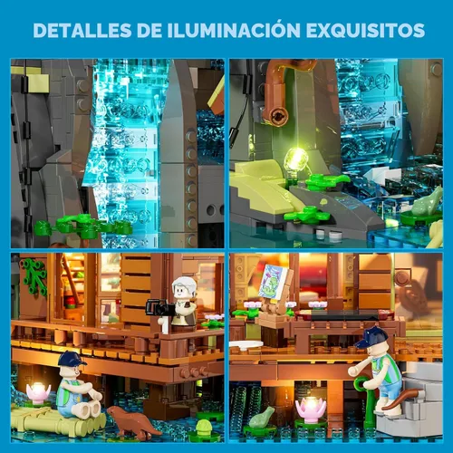 Miniatura 4 de Lumibricks Waterfall-Cabin Lighting - Juego de 2539 piezas de luz LED retro de cascada para adultos y coleccionistas de edificios de arquitectura
