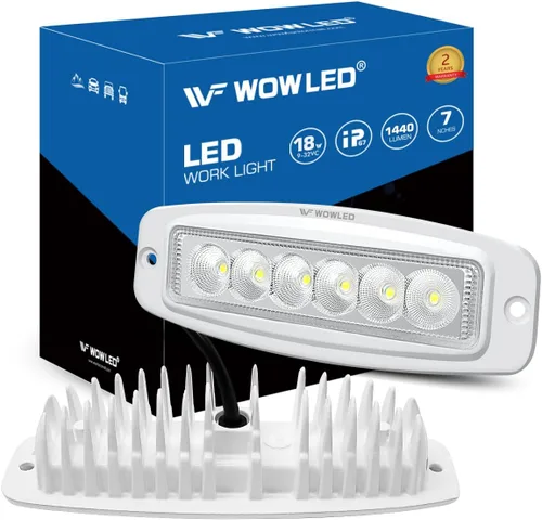 WFPOWER Esparcidor de luz LED de montaje empotrado, paquete de 2 focos marinos de 7.3 pulgadas, barra de luz LED de inundación de muelle de