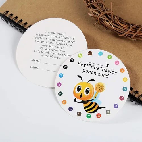 Miniatura 7 de ONEDONE Tarjetas de perforación 3.9" redondas de recompensa para el aula con perforador de agujeros, suministro para maestros, imprescindibles
