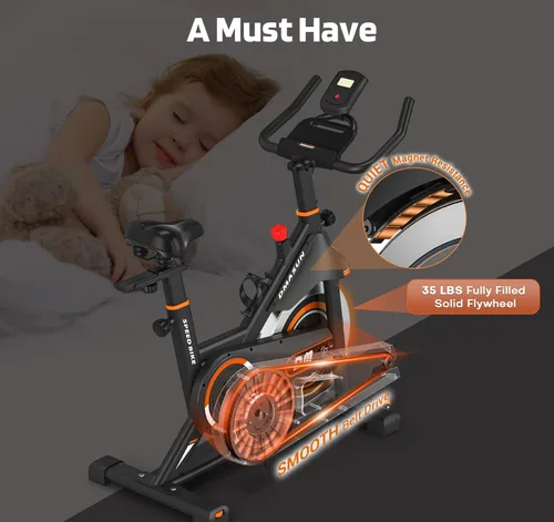 Miniatura 3 de DMASUN Exercise Bike, Silent Magnetic Resistance Stationary Bike for Home with 330 LBS Capacity, Pedals with Anti-loosening Nuts, Indoor Bike with