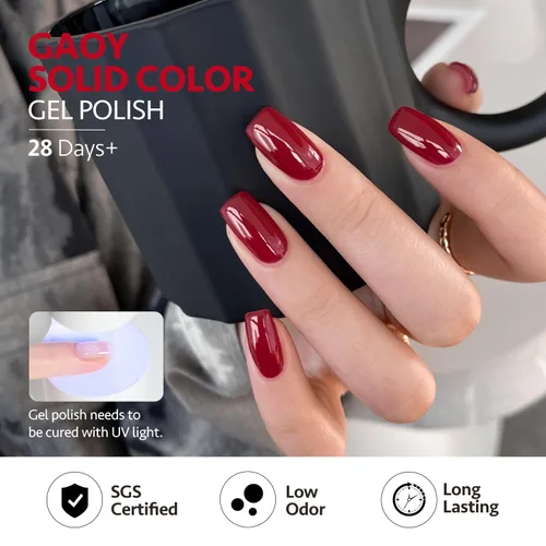 Miniatura 5 de GAOY Berry Collection - Esmalte de uñas en gel, color rosa intenso, borgoña, rojo, cereza y magenta, kit de esmalte de uñas para manicura de salón