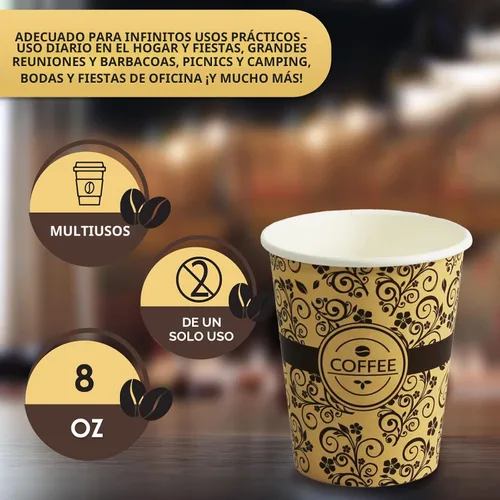 Miniatura 5 de PAMI Vasos de papel para café caliente de 8 onzas, [Paquete de 50], desechables, para llevar para bebidas calientes, vasos de papel de un solo uso