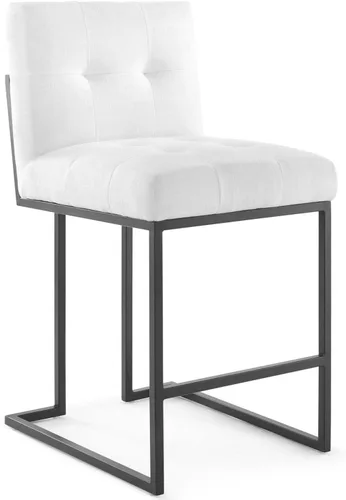 Miniatura 11 de Modway Privy Taburete tapizado de tela de acero inoxidable negro, beige