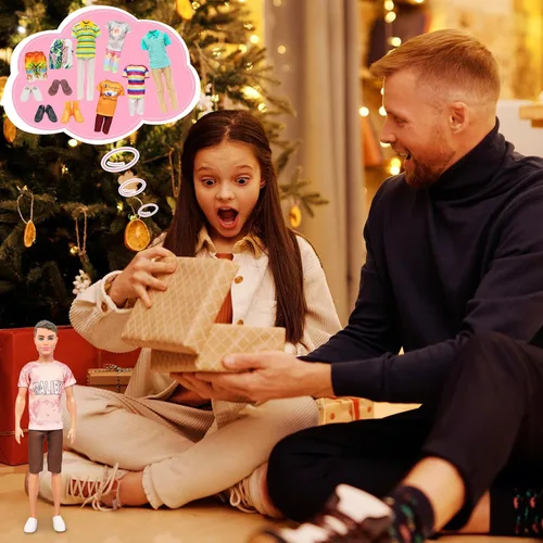 Miniatura 6 de Ecore Fun 11 artículos 11.5 pulgadas ropa y zapatos para muñeco de niño - 5 conjuntos de ropa casual de moda, 2 trajes de baño, 4 pares de zapatos