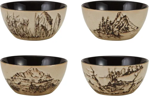 Miniatura 5 de Mossy Oak Juego de vajilla de cerámica de 16 piezas, servicio para 4 personas con platos llanos, platos de ensalada, cuencos y tazas, diseño