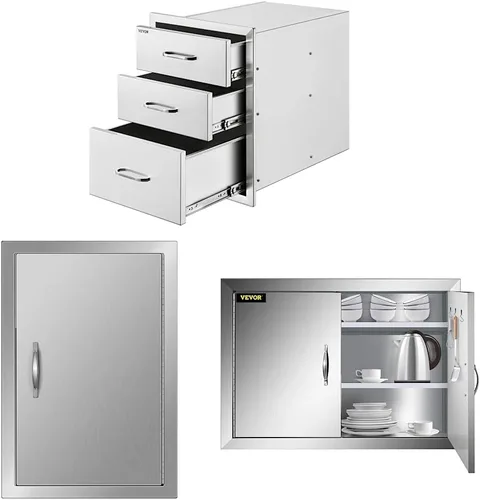 Miniatura 9 de Cajones de cocina para exteriores de 16 pulgadas de ancho x 21.5 pulgadas de alto x 18 pulgadas de profundidad, puerta de acceso para barbacoa